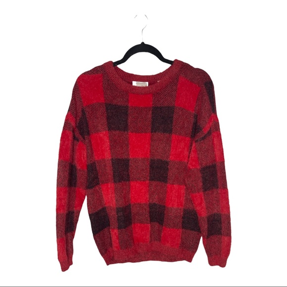 Cyrus Sweaters - Cyrus Red and black fuzzy sweater | S